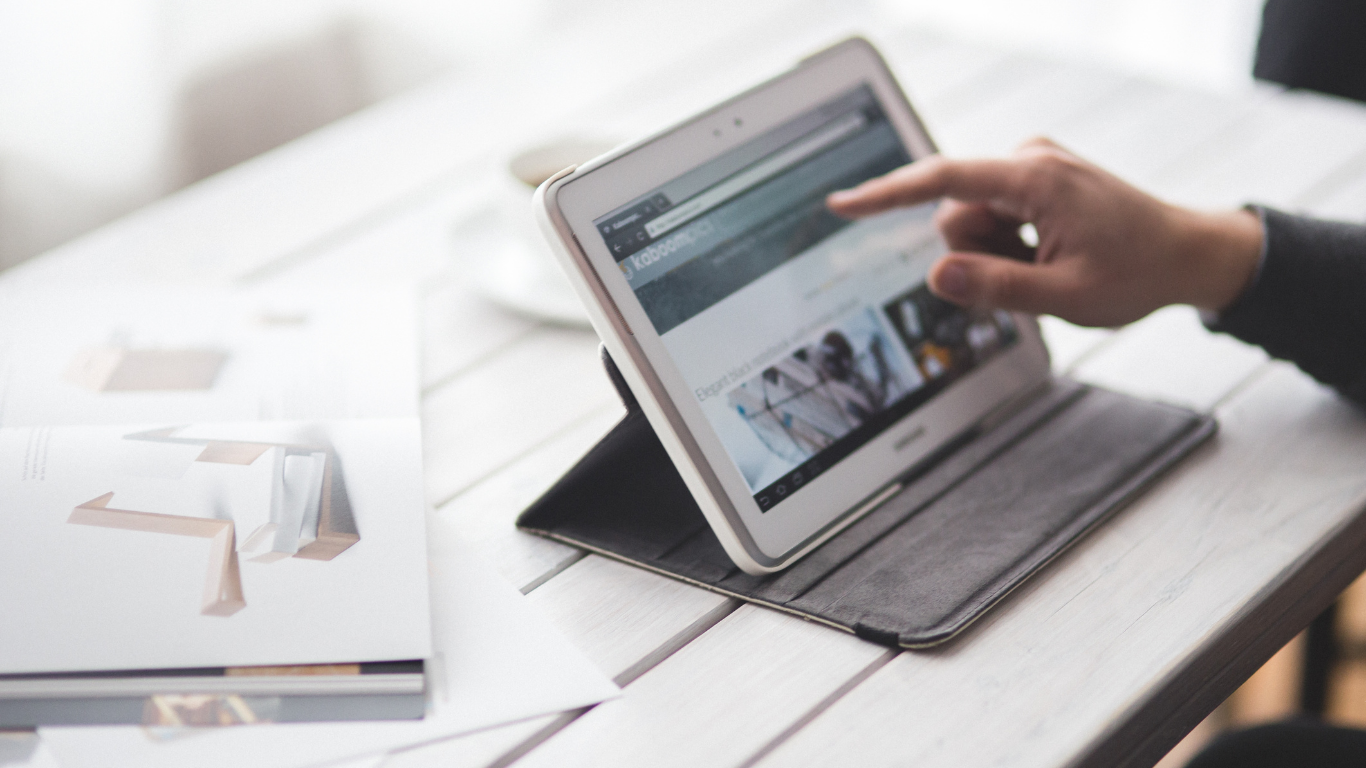 Technician repairing tablet device