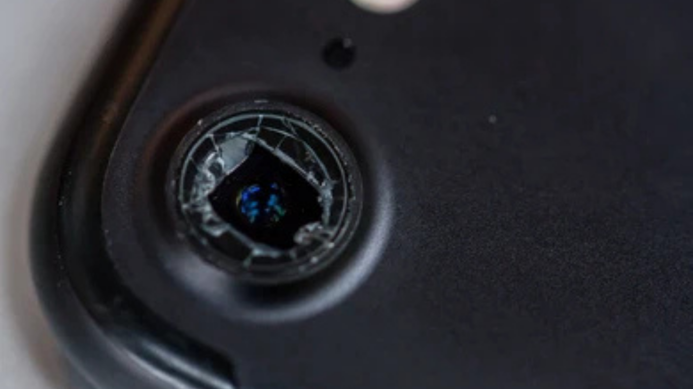 Broken front camera glass on phone