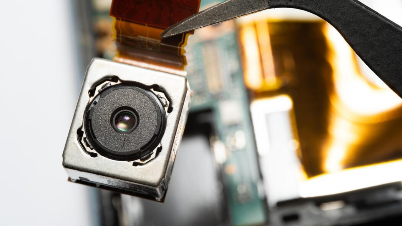 Cracked front camera lens on mobile phone