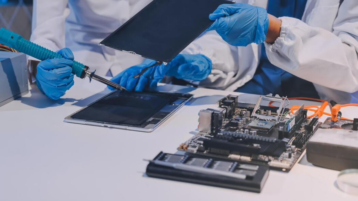 Broken iPad display repair close-up