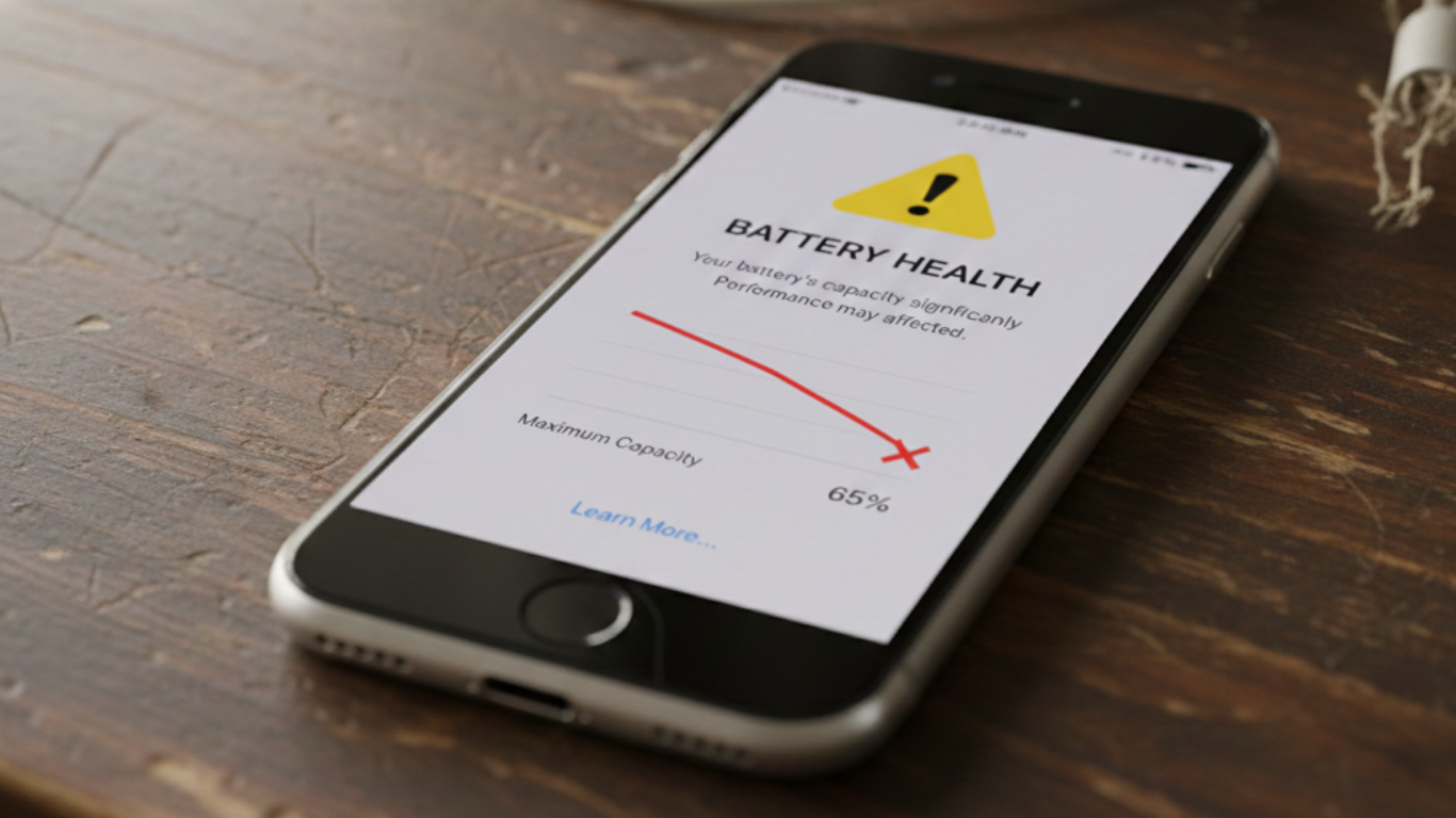 Phone battery replacement at service shop