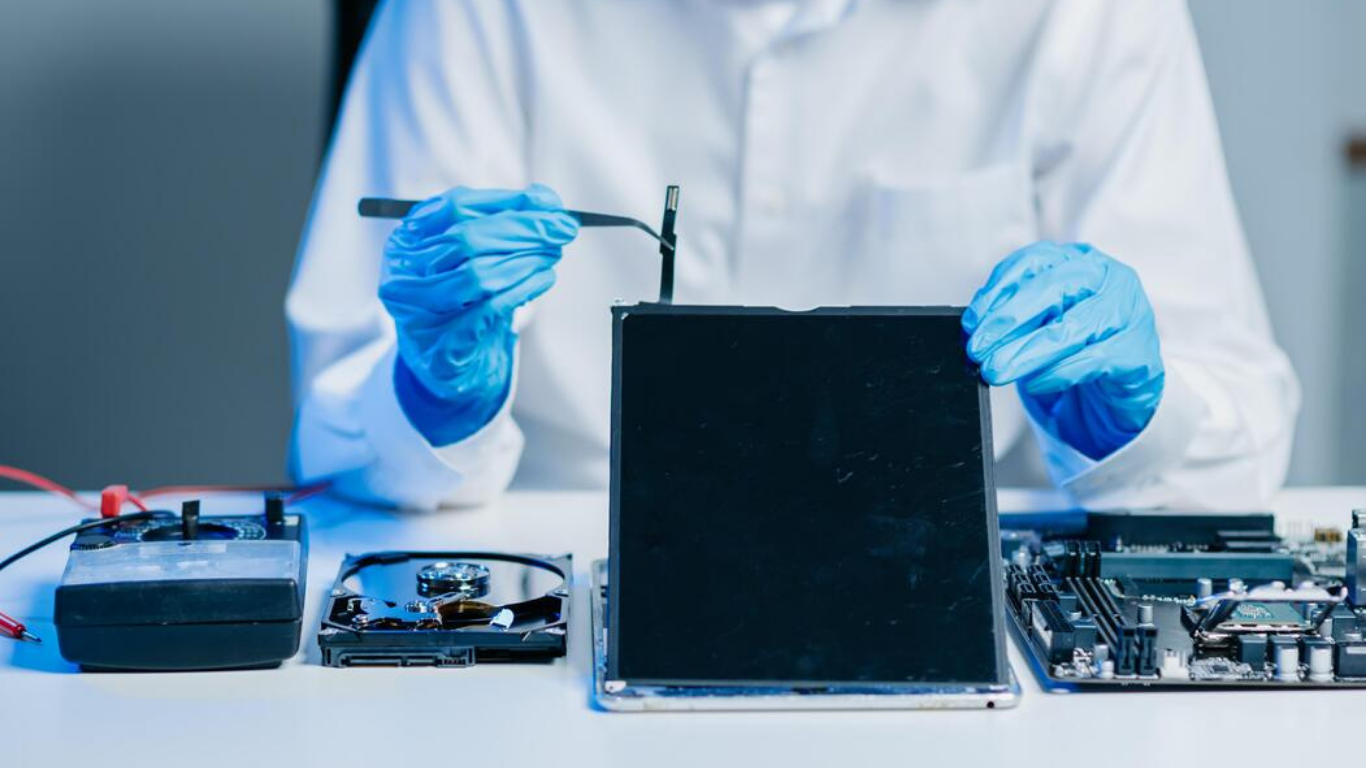 Expert repairing iPad display panel