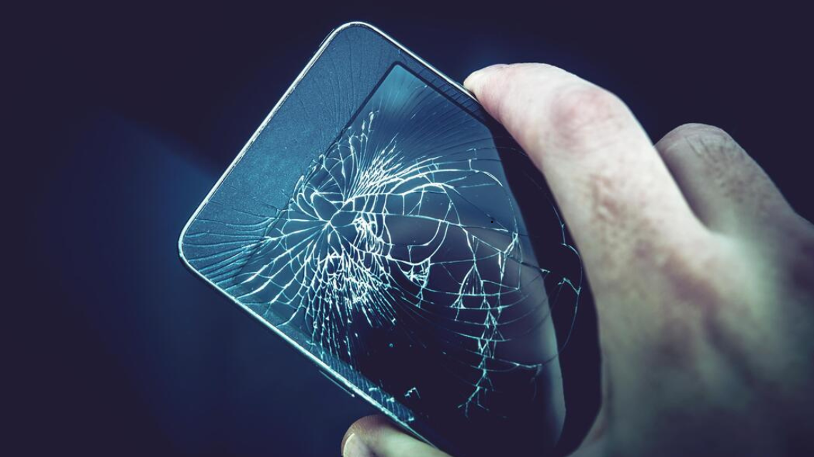 Android phone with broken glass display