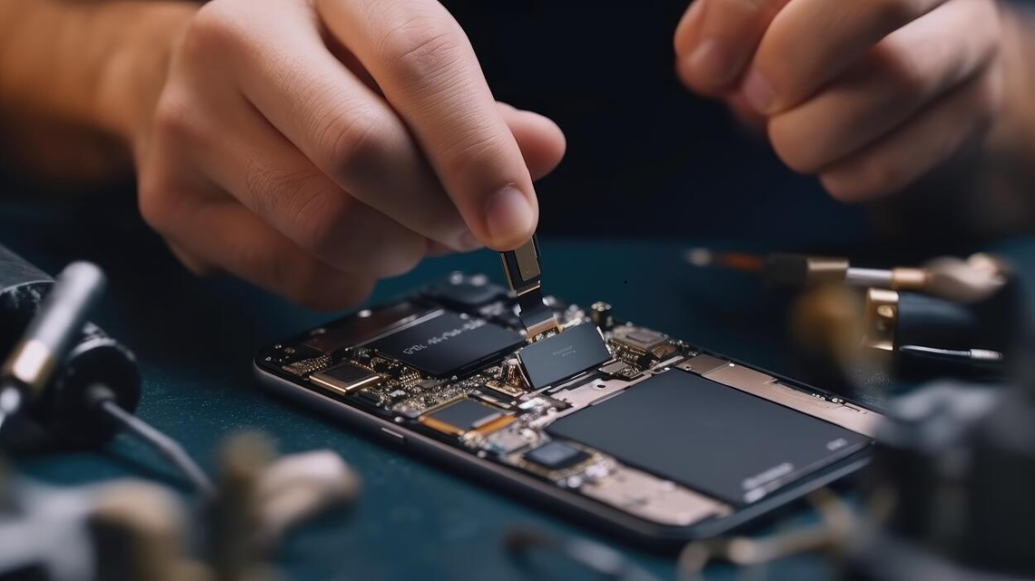 Expert fixing cracked phone display and components