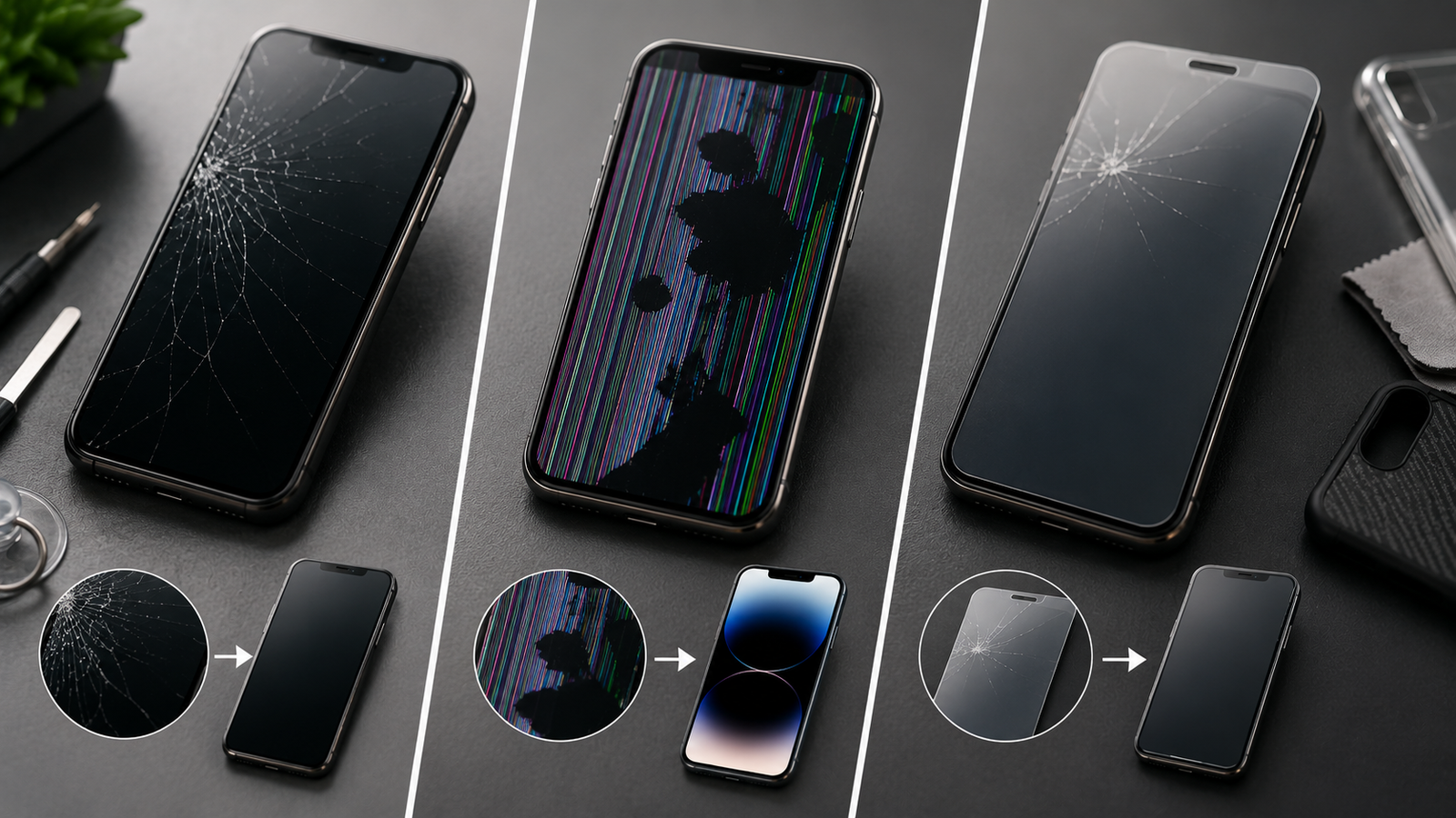 fix cracked phone screen, Fixing a phone screen, replace phone screen