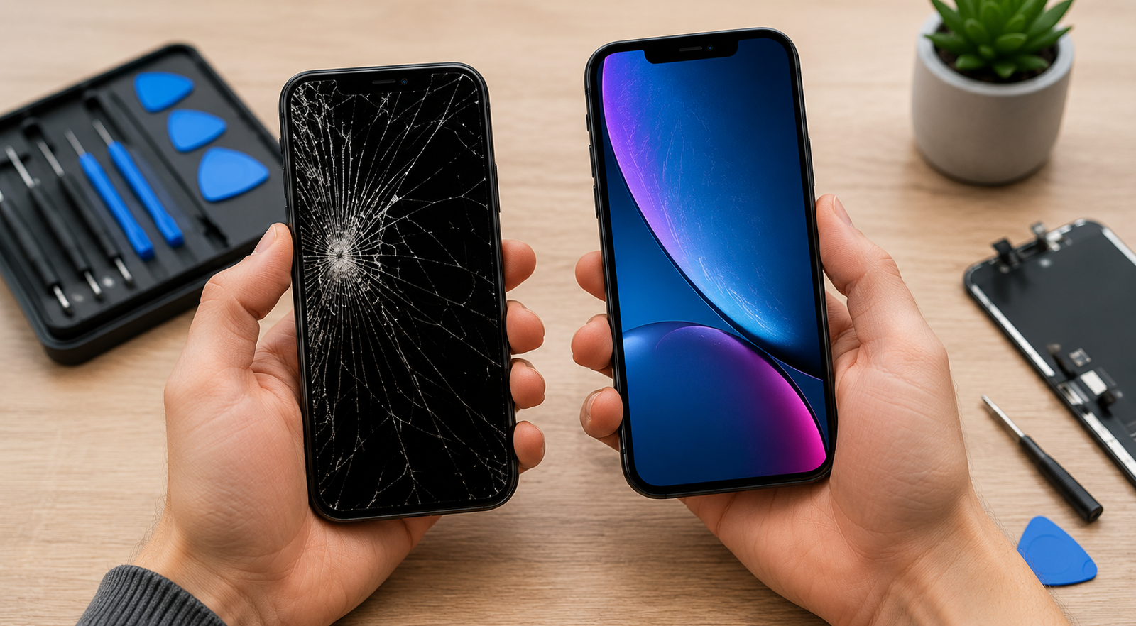 fix cracked phone screen, Fixing a phone screen, replace phone screen