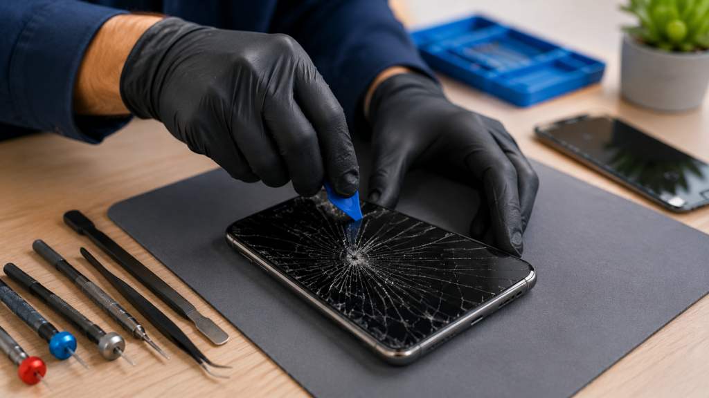 fix cracked phone screen, Fixing a phone screen, replace phone screen