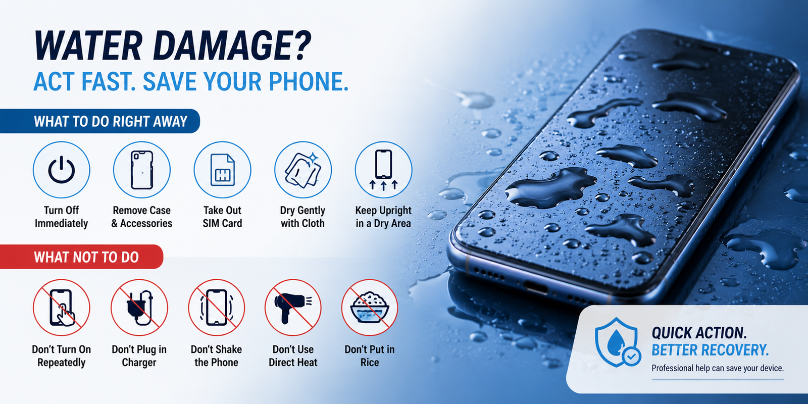 liquid damage in phone, Dealing with water damage, prevent water damage