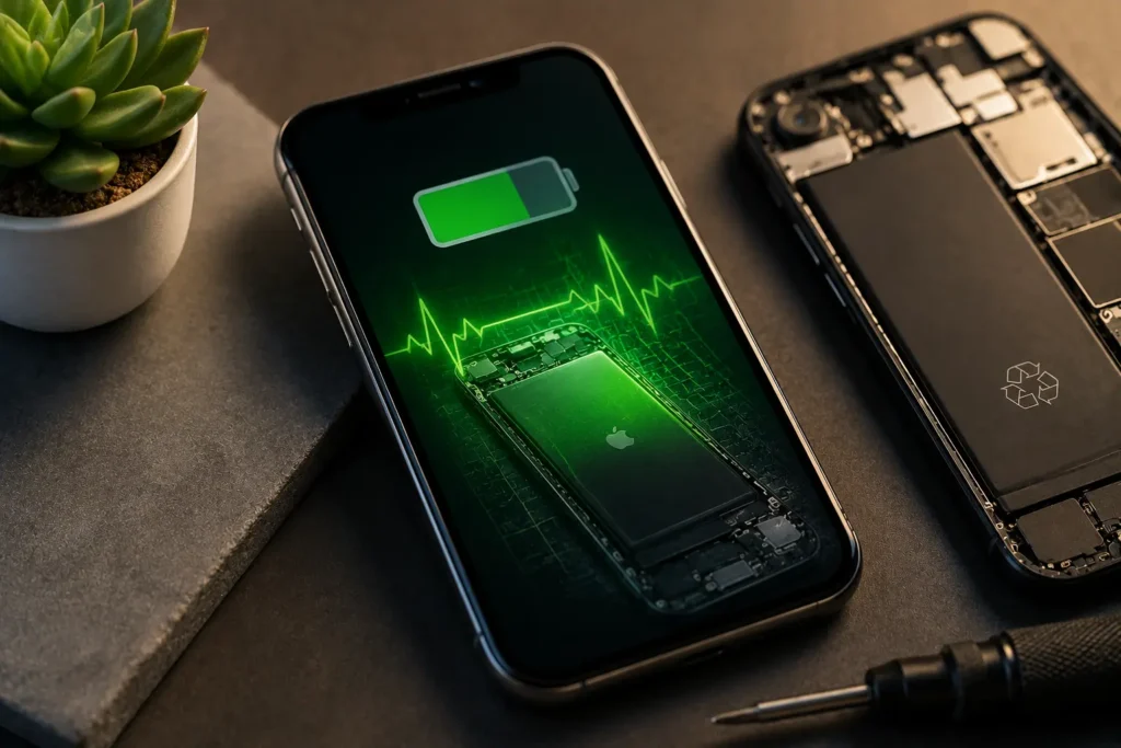 Checking an iPhone's battery health in the battery settings to monitor performance and find out if a battery replacement is needed.
